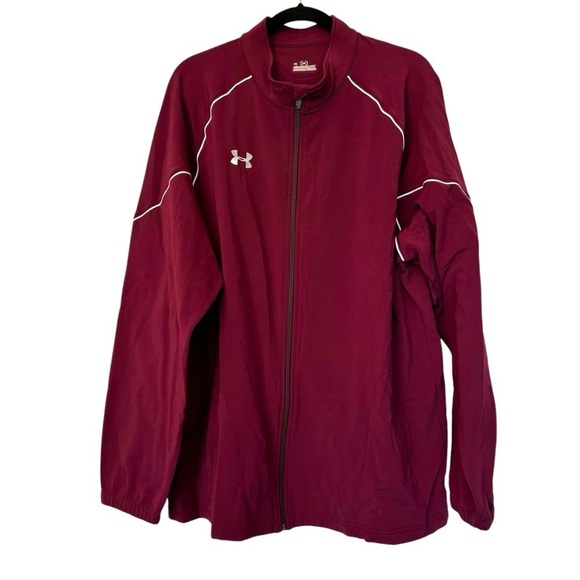 Under Armour All Season Gear Maroon & White Full Zip Track Jacket - Picture 1 of 4